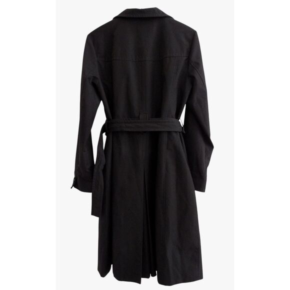 Ellen Tracy Black Belted Trench Coat Rain Jacket Sz L - Picture 4 of 7